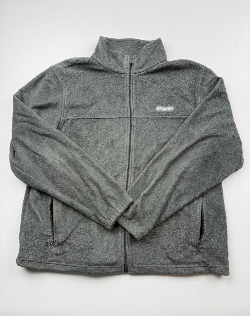 Columbia Jacket Mens 2XL Gray Full Zip Fleece Stand Collar Hiking Outdoor